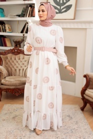 Neva Style - Robe Hijab Poudre 10384PD - Thumbnail