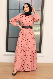 Neva Style - Robe Hijab Poudre 12250PD - Thumbnail