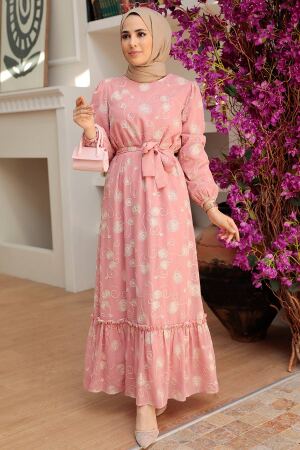 Neva Style - Robe Hijab Poudre 13311PD - 2