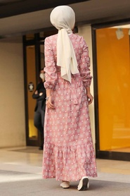Neva Style - Robe hijab poudre 2848PD - Thumbnail