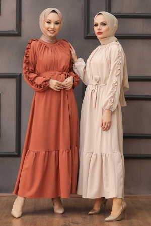 Neva Style - Robe Hijab Powder 6325PD - 3