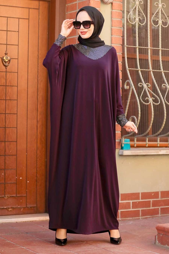 Neva Style - Robe Hijab Prune 10560MU - 2