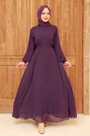 Neva Style - Robe Hijab Prune 20550MU - Thumbnail