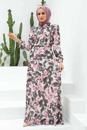 Neva Style - Robe Hijab Rose 2925P - 1