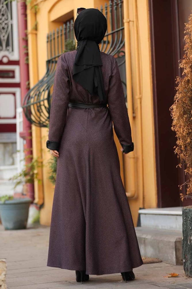 Neva Style - Robe Hijab Rose Foncé 4333KGK - 2