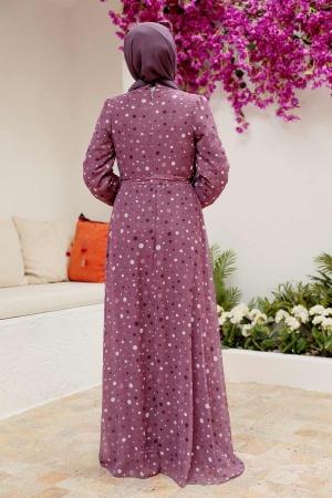 Neva Style - Robe Hijab Rose Poudré 279065GK - 4