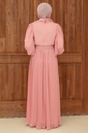 Neva Style - Robe Hijab Rose Poudré 3358PD - 2