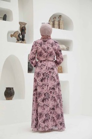 Neva Style - Robe Hijab Rose Poudre 279055PD - Thumbnail