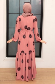 Neva Style - Robe Hijab Rose Séchée 10281GK - Thumbnail