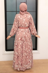 Neva Style - Robe Hijab Rose Séchée 11262GK - Thumbnail