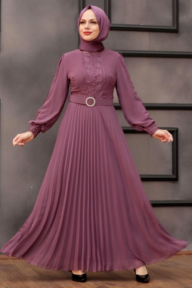 Neva Style - Robe Hijab Rose Séchée 30060GK - 1