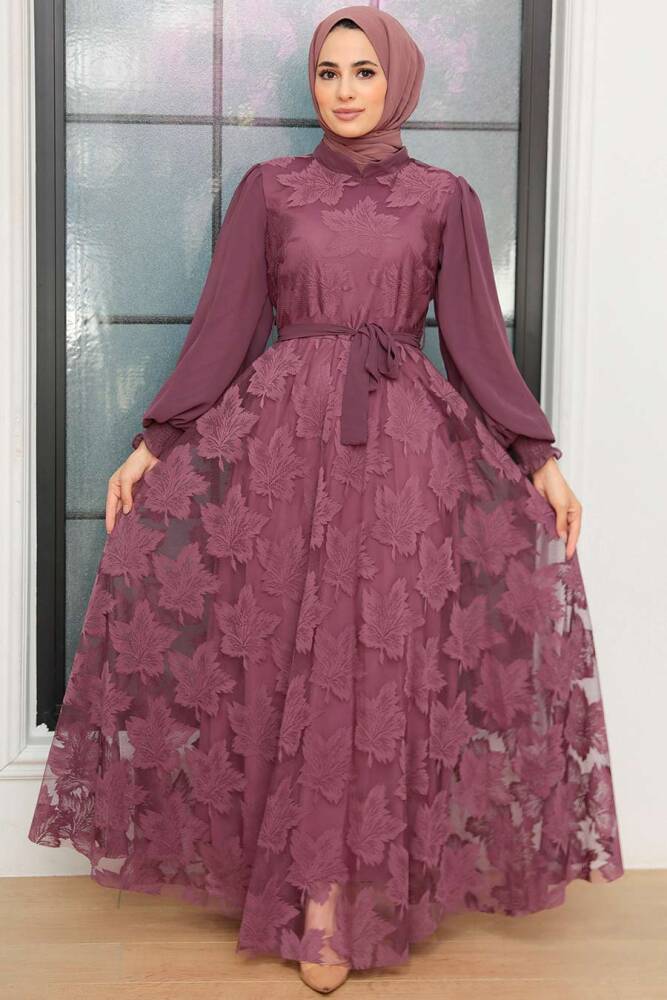 Neva Style - Robe Hijab Rose Séchée Foncé 1063KGK - 1