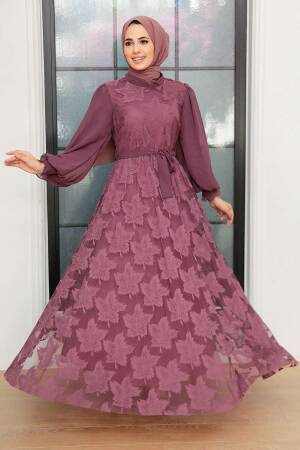 Neva Style - Robe Hijab Rose Séchée Foncé 1063KGK - 2