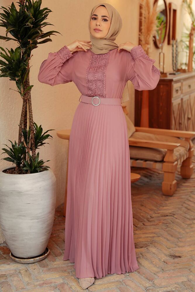 Neva Style - Robe Hijab Rose Séchée Légère 30060AGK - 1