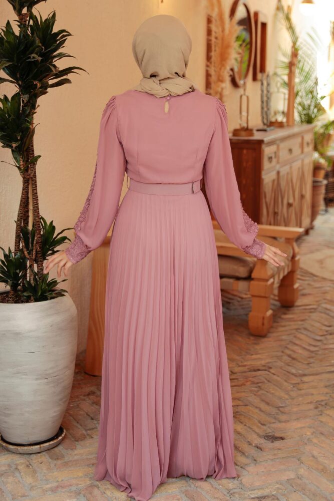 Neva Style - Robe Hijab Rose Séchée Légère 30060AGK - 2
