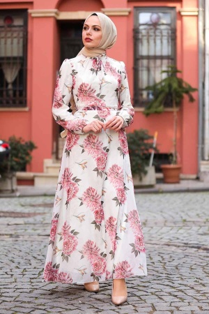 Neva Style - Robe Hijab Rouge 28903K - 3