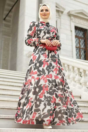 Neva Style - Robe Hijab Rouge 2925K - 1