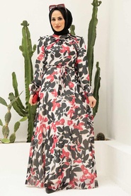 Neva Style - Robe Hijab Rouge 2925K - Thumbnail