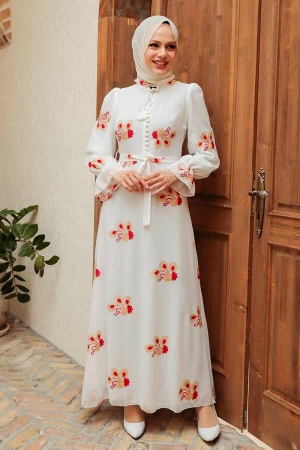 Neva Style - Robe Hijab Rouge 32942K - 1