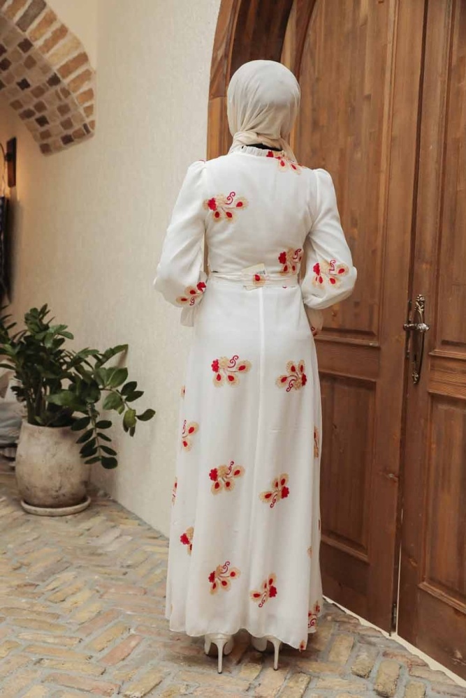 Neva Style - Robe Hijab Rouge 32942K - 2