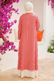 Neva Style - Robe Hijab Rouge 33930K - Thumbnail