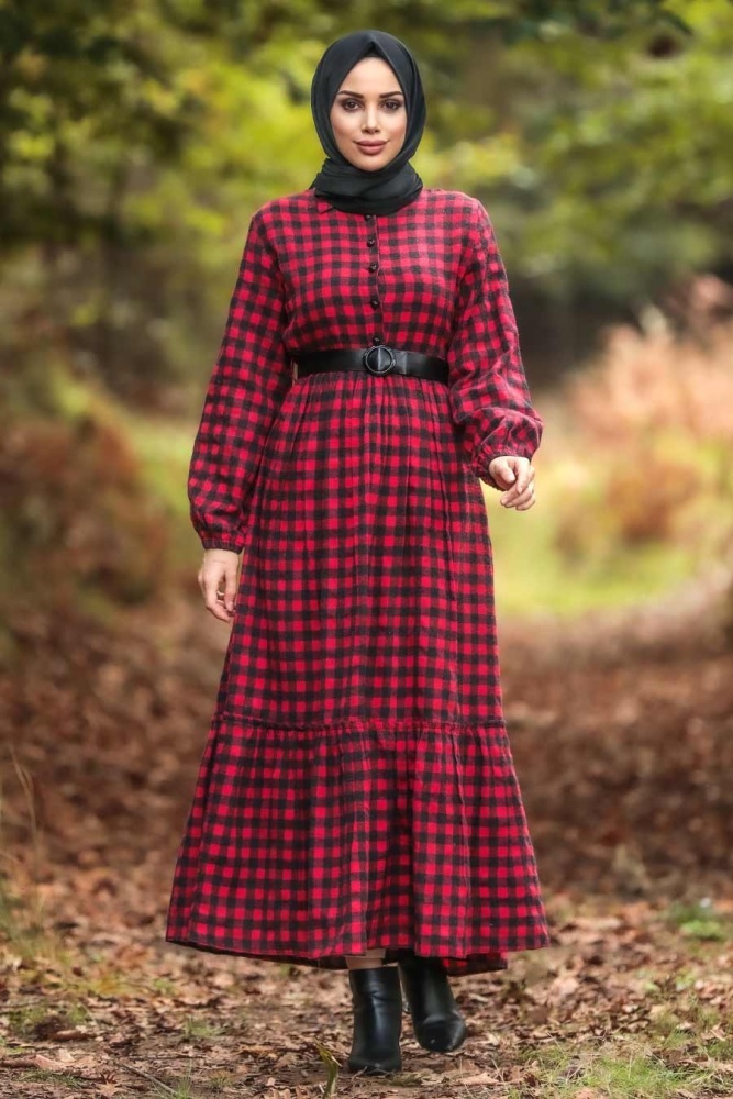 Neva Style - Robe Hijab Rouge 43280K - 1