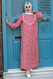 Neva Style - Robe Hijab Rouge 7660K - Thumbnail