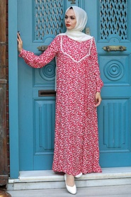 Neva Style - Robe Hijab Rouge 7660K - Thumbnail