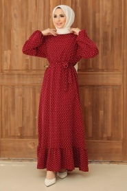 Neva Style - Robe Hijab Rouge Bordeaux 1688BR - Thumbnail