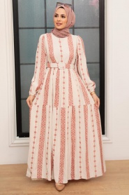 Neva Style - Robe Hijab Saumon Foncé 10372KSMN - Thumbnail