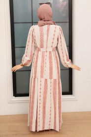 Neva Style - Robe Hijab Saumon Foncé 10372KSMN - Thumbnail
