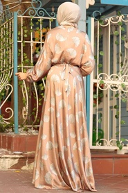 Neva Style -Robe Hijab Tan 22165TB - Thumbnail