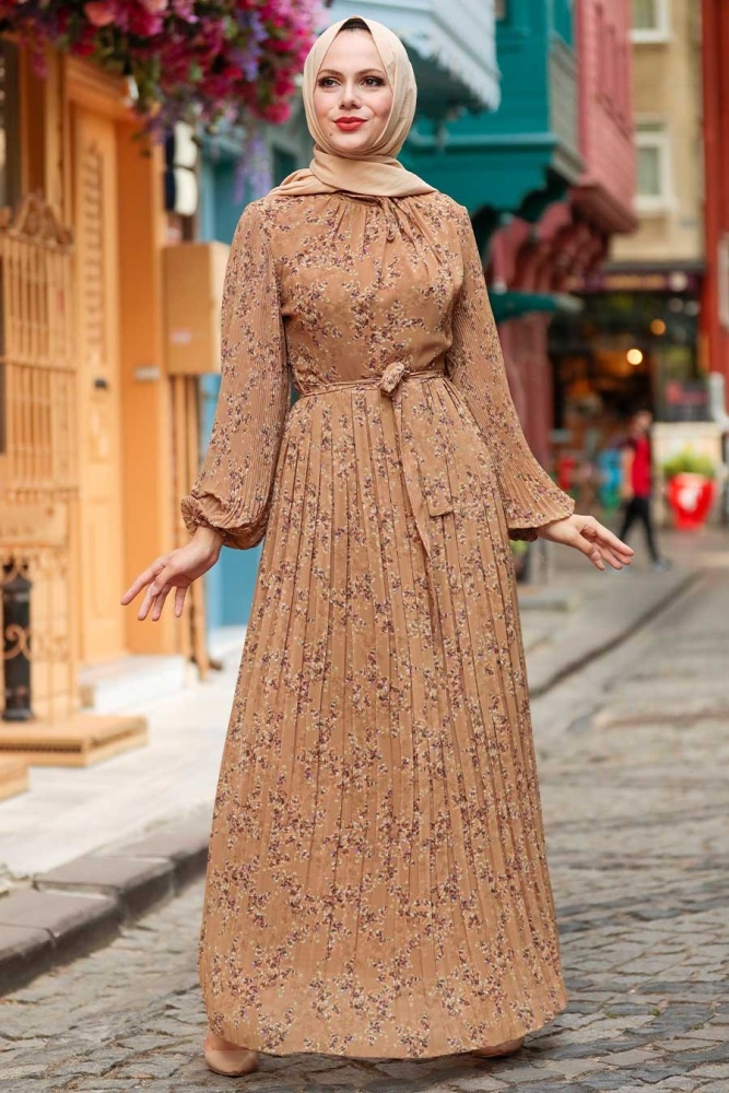 Neva Style -Robe Hijab Tan 27890TB - 1