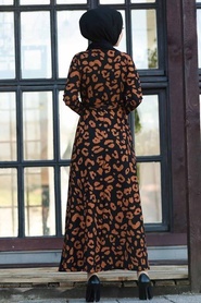 Neva Style -Robe Hijab Tan 43097TB - Thumbnail