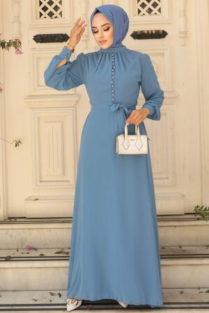 Neva Style - Robe Hijab Turquoise 2703TR - 2