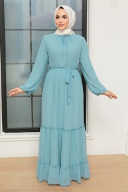 Neva Style - Robe Hijab Turquoise 5726TR - Thumbnail