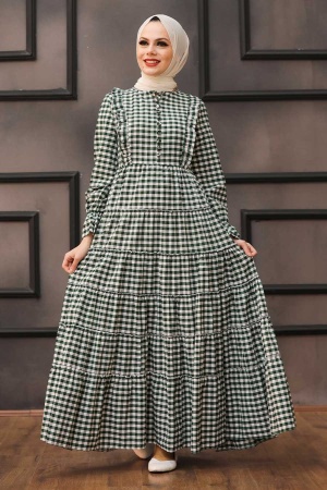 Neva Style - Robe Hijab Vert Foncé 27090Y - 1