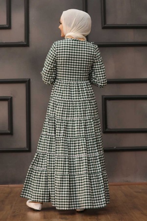 Neva Style - Robe Hijab Vert Foncé 27090Y - 3