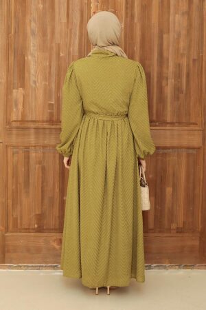 Neva Style - Robe Hijab Vert Pétrole 13390YY - 2