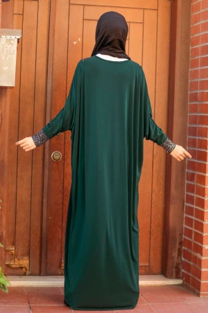 Neva Style - Robe Hijab Verte 10560Y - 2