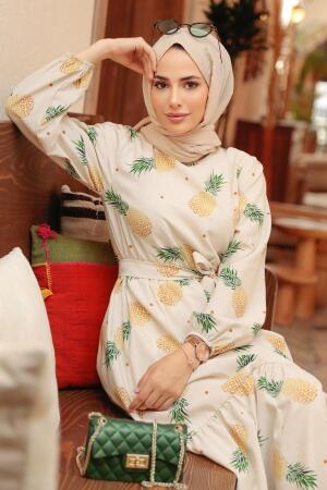 Neva Style - Robe Hijab Verte 2332Y - 2