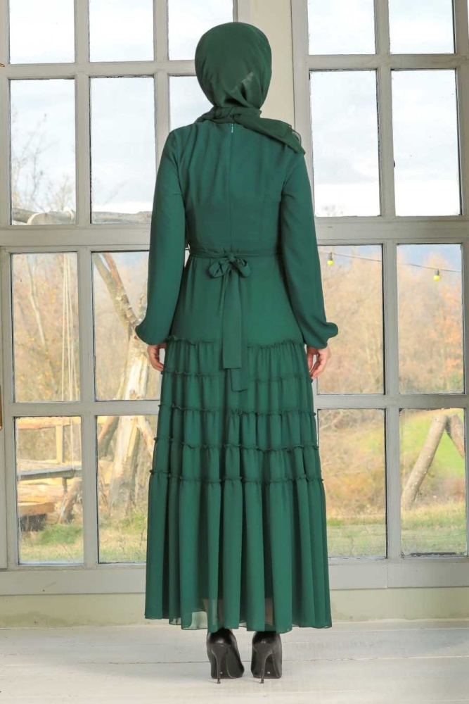 Neva Style - Robe Hijab Verte 27001Y - 3