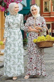 Neva Style - Robe Hijab Verte 279012Y - Thumbnail