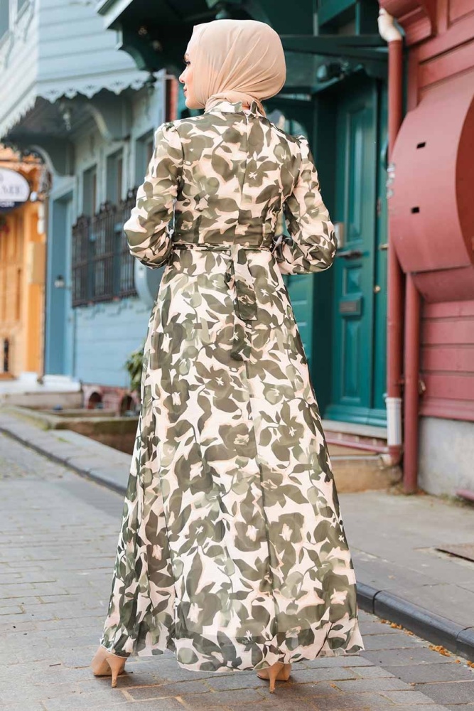 Neva Style - Robe Hijab Verte 2925Y - 2