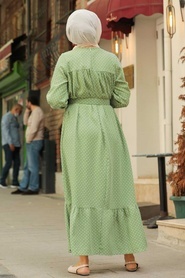 Neva Style -Robe Hijab Verte 3738CY - Thumbnail