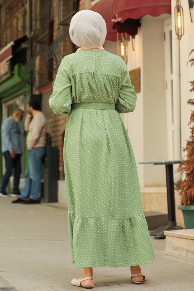 Neva Style -Robe Hijab Verte 3738CY - 2