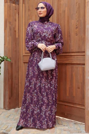 Neva Style - Robe Hijab Violet 3357MOR - 1