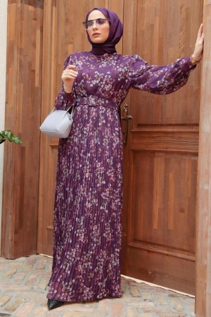 Neva Style - Robe Hijab Violet 3357MOR - 2