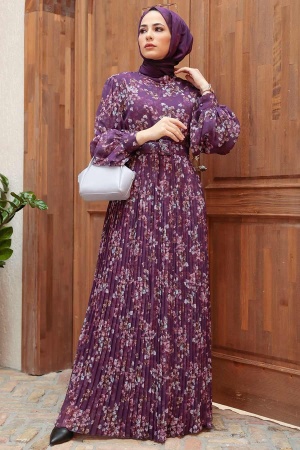 Neva Style - Robe Hijab Violet 3357MOR - 3