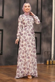 Neva Style - Robe Hijab Violet 81548MOR - Thumbnail